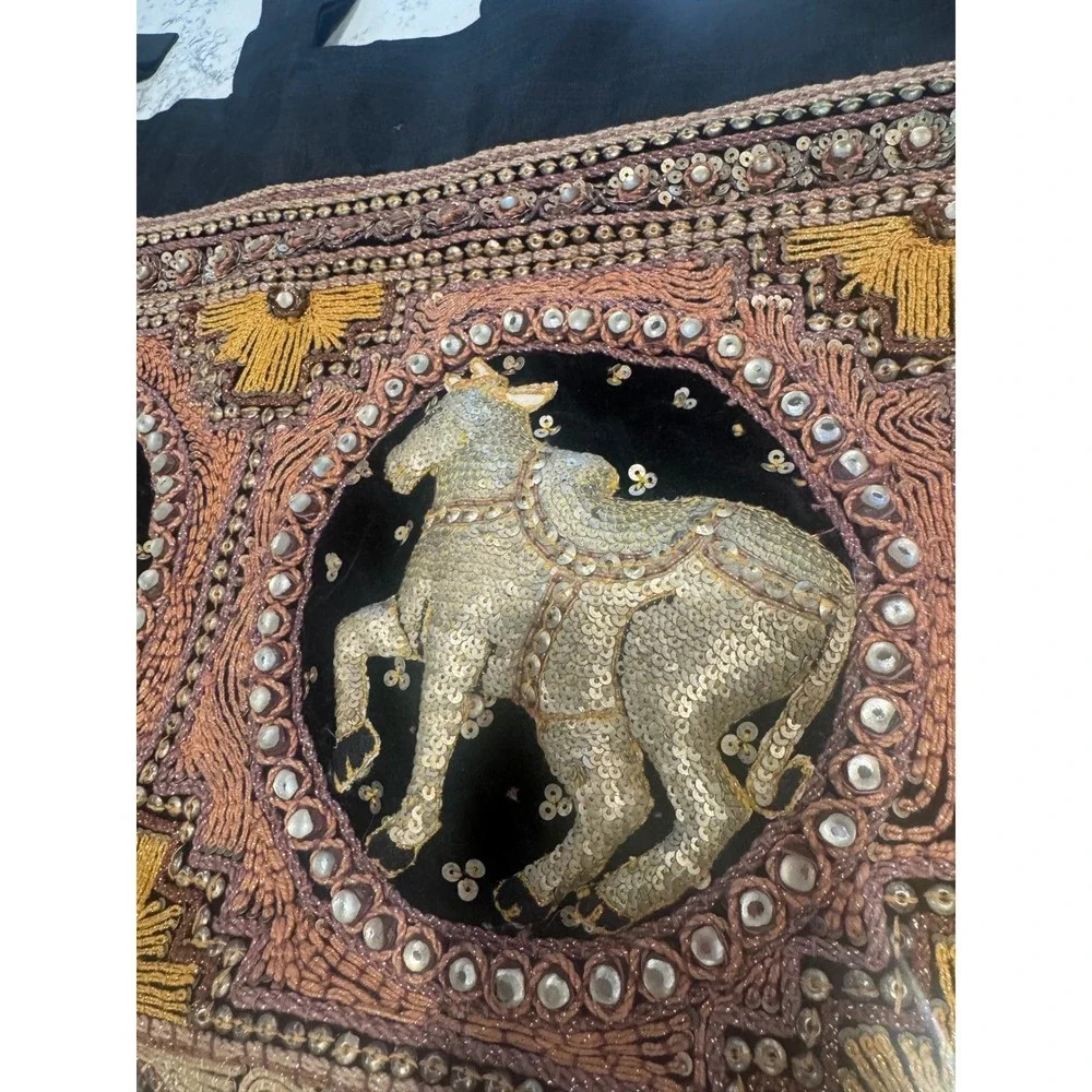 Vintage Burmese Kalaga Shwe Chi Doe Hand Embroidered Tapestry 46